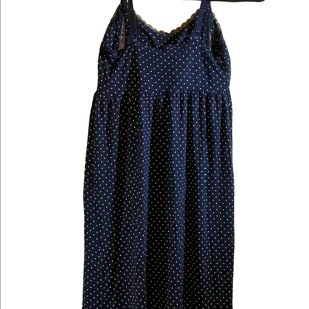 Motherhood Sz S Maternity Dress Black with White Polkadots Spaghetti Straps Lace - Picture 1 of 5